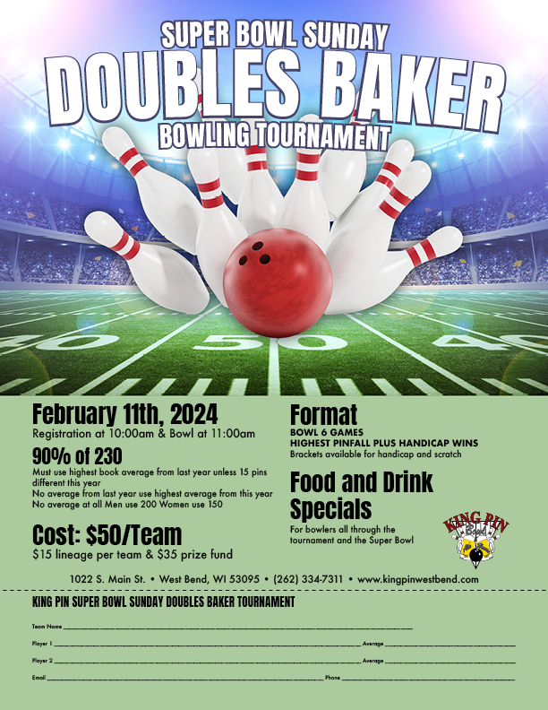 Super Bowl Sunday Doubles Baker Bowling Tournament
