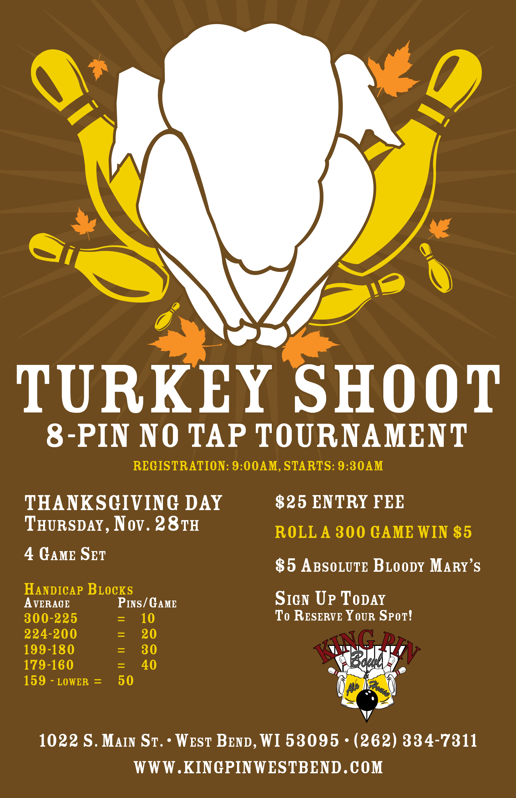 Turkey Shoot 8-Pin No Tap Bowling Tournament